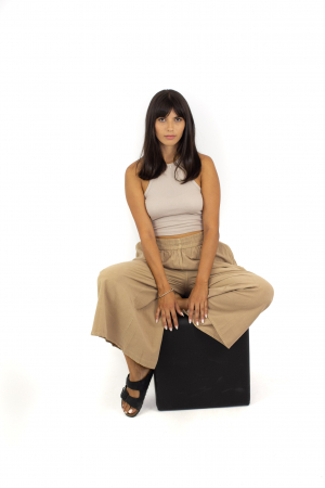 Pantaloni Culottes din Bumbac cu Bandă Elastica in Talie si Buzunare Laterale [4]