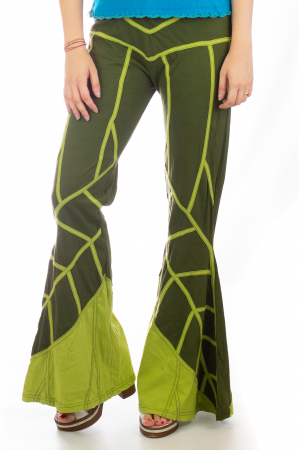 Pantaloni cu print geometric din bumbac - Verzi