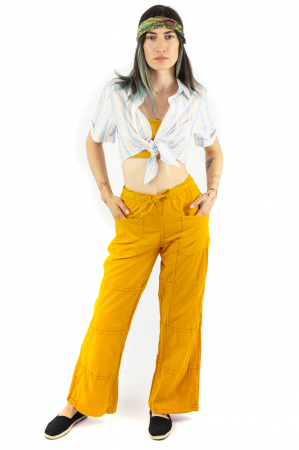 Pantaloni din bumbac cu inchidere prin fermoar - Khaki [0]