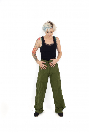 Pantaloni din bumbac cu inchidere prin fermoar - Khaki [1]