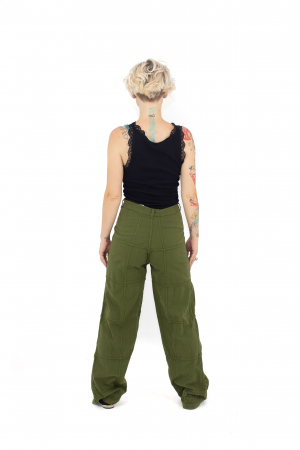 Pantaloni din bumbac cu inchidere prin fermoar - Khaki [5]