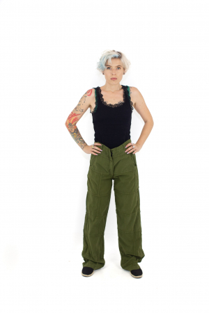 Pantaloni din bumbac cu inchidere prin fermoar - Khaki [2]