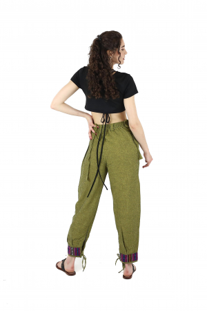 Pantaloni din bumbac cu motive etno - Visiniu [3]