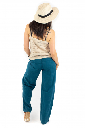 Pantaloni din bumbac drepti cu buzunare - Khaki [3]