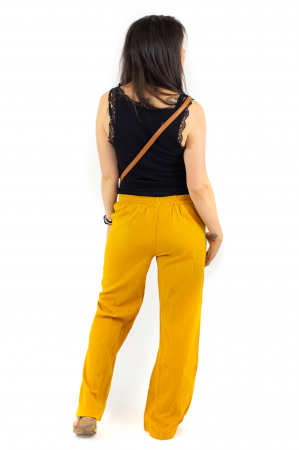 Pantaloni din bumbac drepti cu buzunare - Khaki [3]