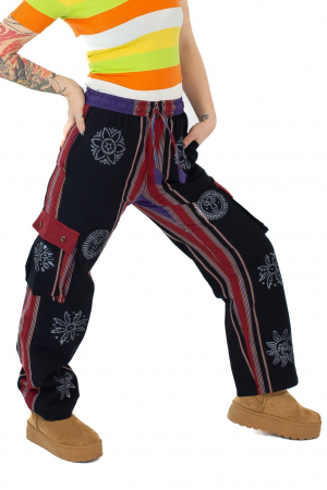 Pantaloni - Pantaloni din bumbac shyama - block printing - mov