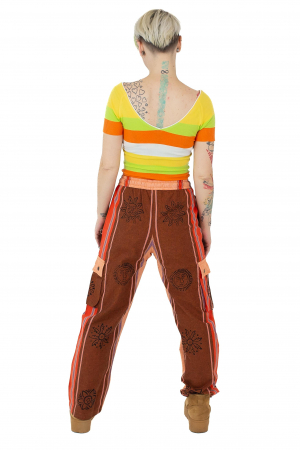 Pantaloni din bumbac shyama - block printing - somon [3]