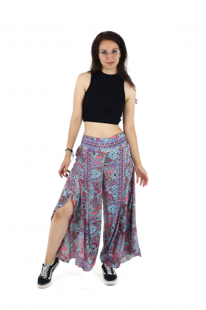 Pantaloni din material fluid petrecuti cu print floral - Model 21 [4]