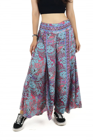 Pantaloni din material fluid petrecuti cu print floral - Model 21 [0]