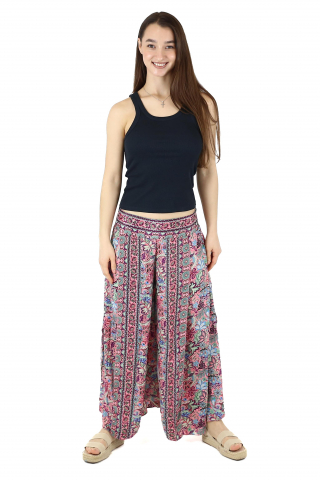 Pantaloni din material fluid petrecuti cu print floral - Model 13 [1]