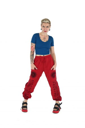 Pantaloni drepți din bumbac cu print Om - Roșu [1]