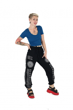 Pantaloni drepți din bumbac cu print Om - Negru [2]