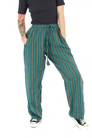 Pantaloni drepti in dungi cu buzunar la spate [0]