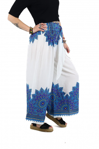Pantaloni - Pantaloni evazati cu banda elastica si catarama in talie - Teal