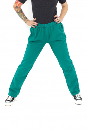 Pantaloni intr-o culoare cu croi drept - Turquoise (M) [0]