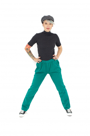 Pantaloni intr-o culoare cu croi drept - Turquoise (M) [1]