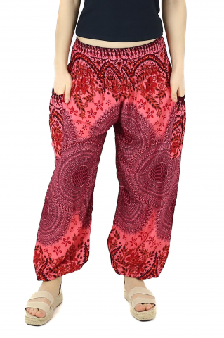 Pantaloni - Pantaloni lejeri Jasmine cu print all over - Verde