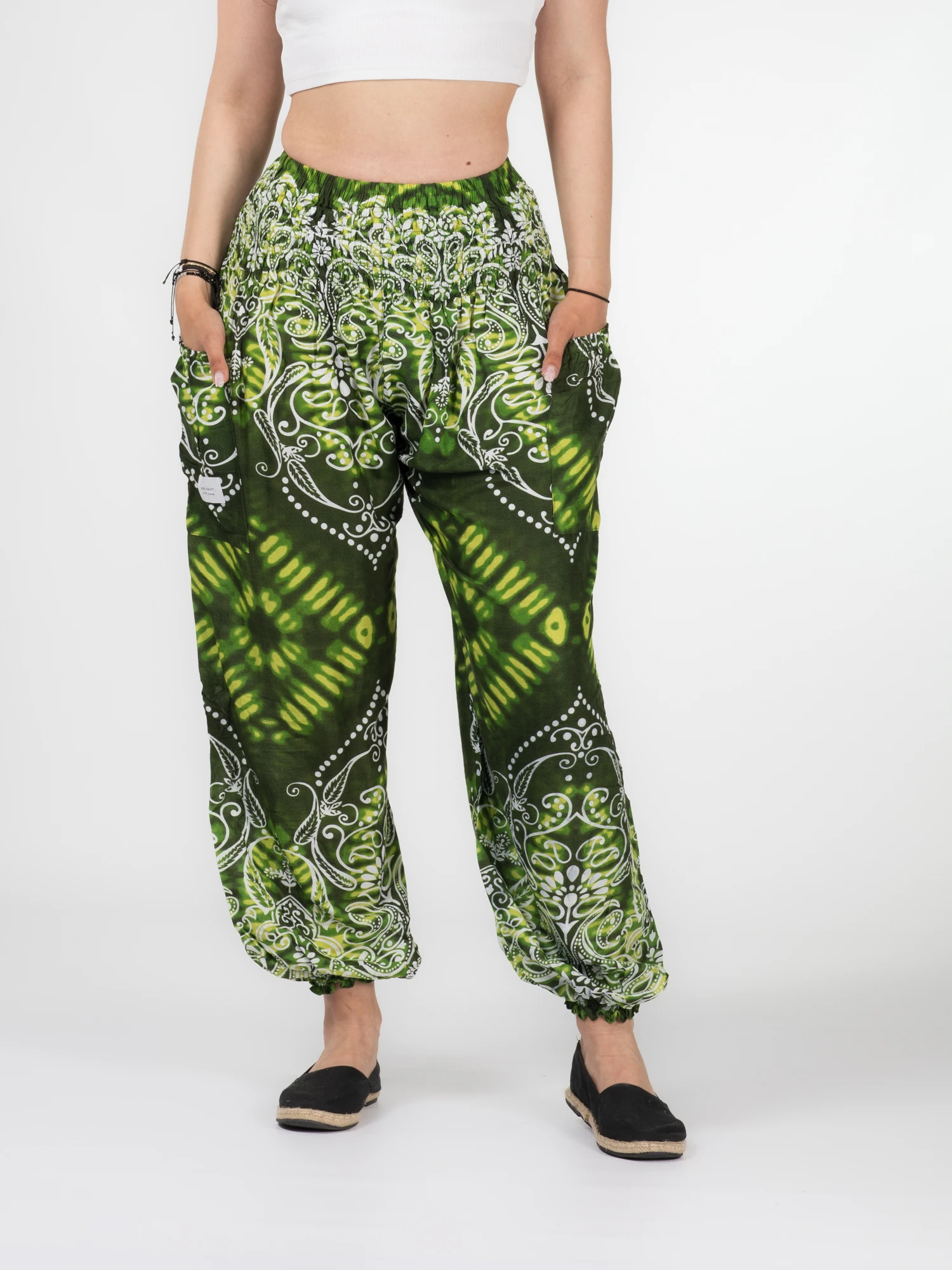 Pantaloni - Pantaloni Jasmine cu print abstract și motive florale
