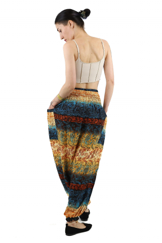 Pantaloni Jasmine cu print abstract si dungi - Multicolor [3]