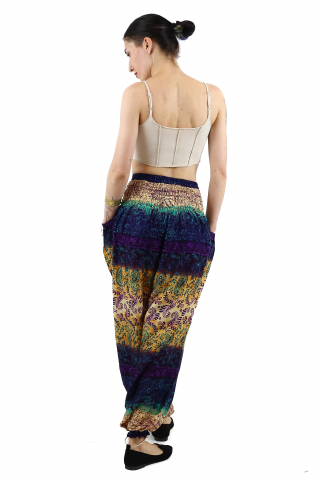 Pantaloni Jasmine cu print abstract si dungi - Multicolor [3]