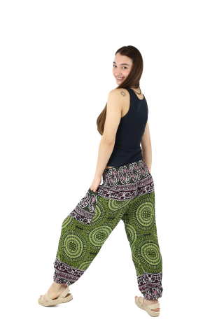 Pantaloni Jasmine cu print abstract si dungi - Multicolor [3]