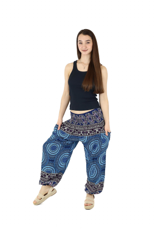 Pantaloni Jasmine cu print abstract si dungi - Multicolor [2]