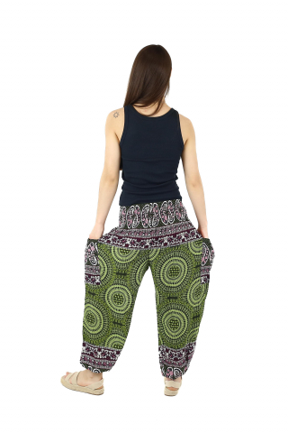 Pantaloni Jasmine cu print abstract si dungi - Multicolor [4]