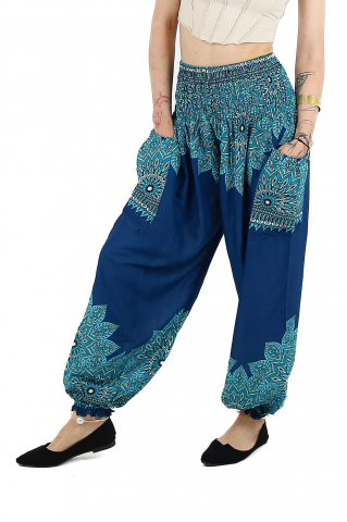 Pantaloni Jasmine cu print abstract si dungi - Multicolor [7]