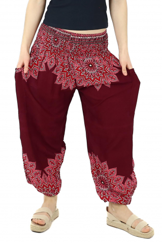 Pantaloni Jasmine cu print abstract si dungi - Multicolor [0]