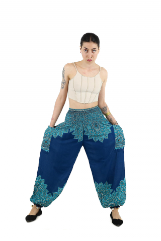 Pantaloni Jasmine cu print abstract si dungi - Multicolor [9]