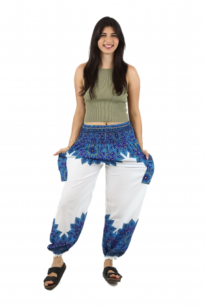 Pantaloni Jasmine cu print abstract si dungi - Multicolor [15]