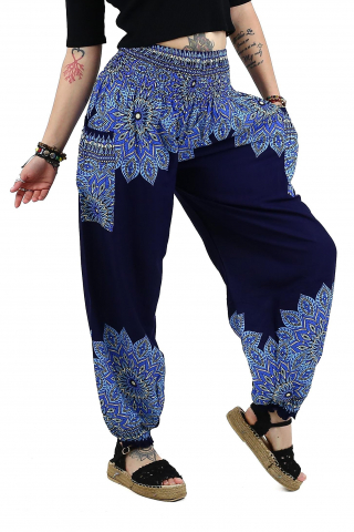 Pantaloni Jasmine cu print abstract si dungi - Multicolor [12]