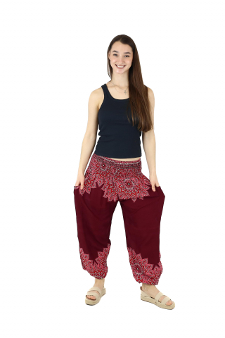 Pantaloni Jasmine cu print abstract si dungi - Multicolor [1]