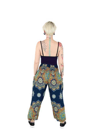 Pantaloni Jasmine cu print abstract si dungi - Multicolor [2]