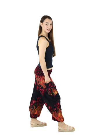 Pantaloni Jasmine cu print abstract si dungi - Multicolor [3]