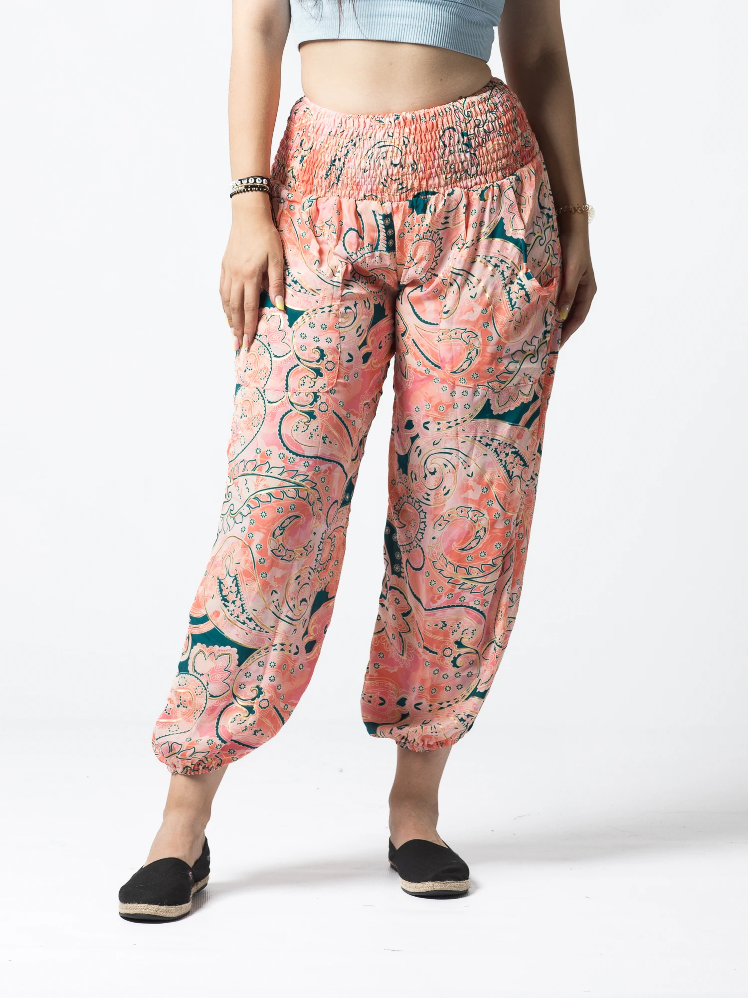 MADE IN INDIA - Pantaloni Jasmine din material fluid - Produs Unicat 4