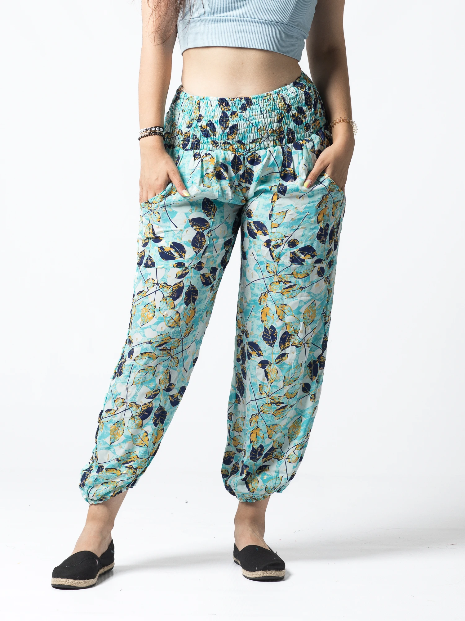 MADE IN INDIA - Pantaloni Jasmine din material fluid - Produs Unicat 5