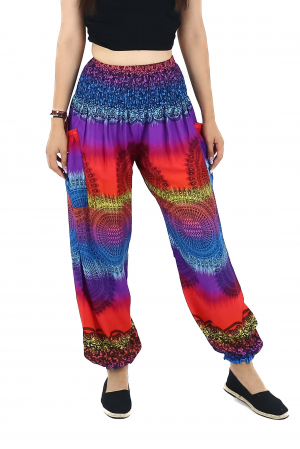 Pantaloni - Pantaloni Jasmine Rainbow cu motive orientale - Model 1