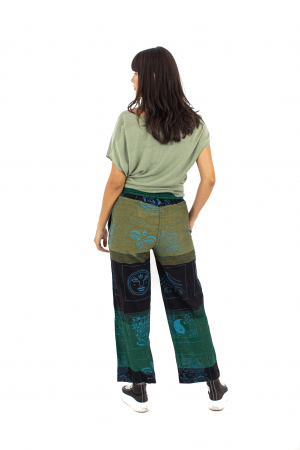 Pantaloni lejeri cu motive hinduse - Khaki si Negru [3]
