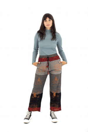 Pantaloni lejeri cu motive hinduse - Gri Deschis [1]