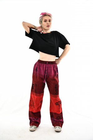 Pantaloni lejeri cu motive hinduse - Magenta si rosu [1]