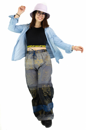 Pantaloni lejeri cu motive hinduse - Magenta si rosu [3]