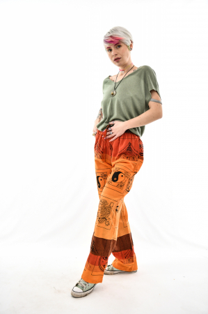 Pantaloni lejeri cu motive hinduse - Magenta si rosu [6]