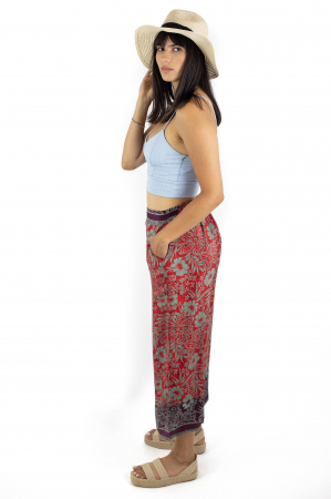 Pantaloni lejeri de vara cu elastic in talie si print floral - M-38 [3]