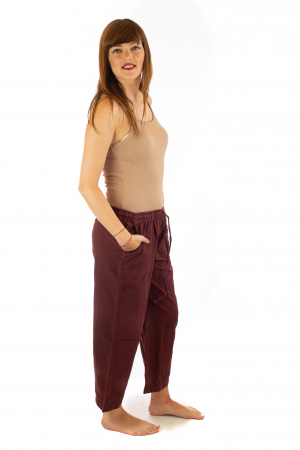 Pantaloni lejeri din bumbac - Visiniu [2]