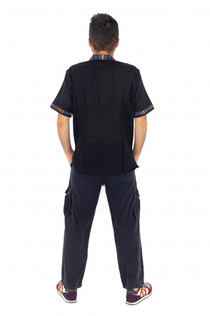 Pantaloni lejeri din bumbac tip cargo - NEGRU [3]