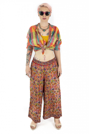 Pantaloni lejeri din material fluid cu print abstract - M-38 [1]