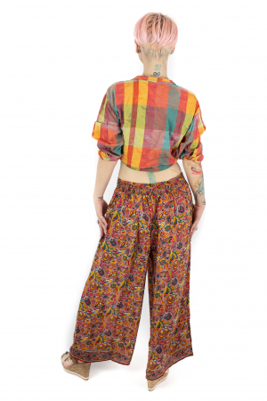 Pantaloni lejeri din material fluid cu print abstract - M-38 [3]