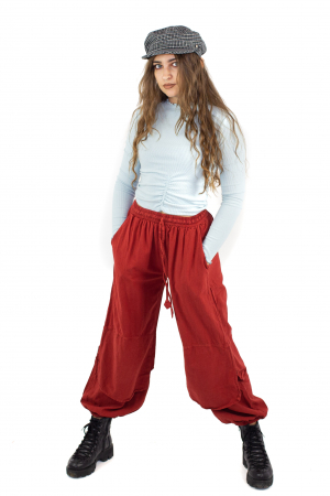 Pantaloni lejeri intr-o culoare - Rosu [1]