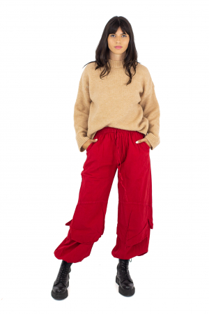 Pantaloni lejeri intr-o culoare - Rosu [1]